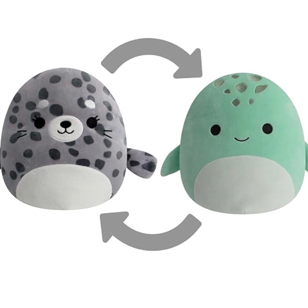 Sqishmallows Flip-A-Mallows 12” Cole the Sea Turtle & Odile the Seal
